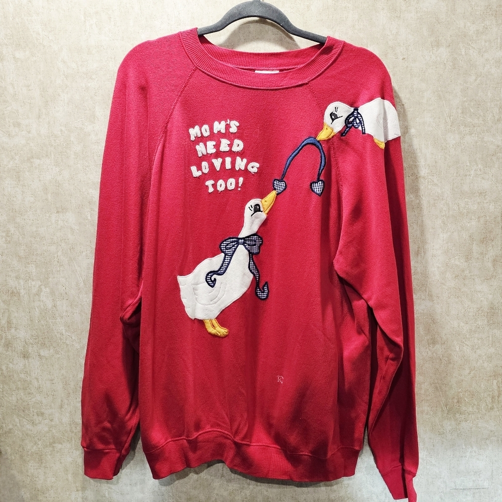 Vtg Hanes Goose Applique Crewneck Sweatshirt Homemade USA